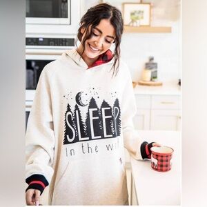 NWT LazyOne Pajamas Sleep in the Wild Hoodie Unisex Size S/M Cotton Plaid Thumb